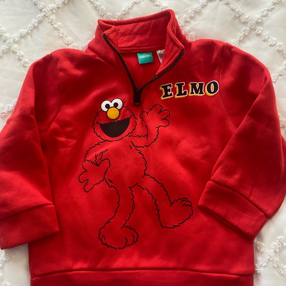 Sesame Street Elmo Fleece Tracksuit Set Toddler Boys 4T Red Black NWOT